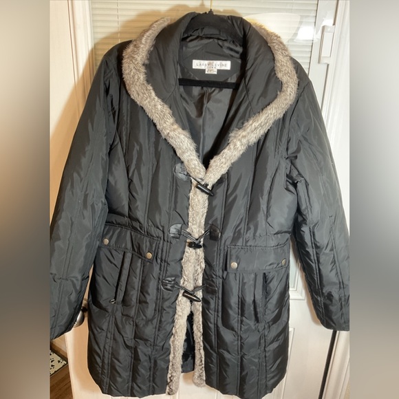 Larry Levine Down Womens Black Long Sleeve Winter Coat Size Large - Picture 3 of 16